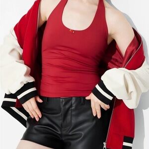 T16 NWT Wild Fable Butter Bliss Halter Tank Top, Rose Red - Size: Small